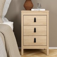 Bellevue Wooden Bedside Cabinet With 3 Drawers In Oak