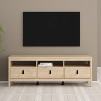 Bellevue Wooden TV Stand With 3 Drawers In Oak