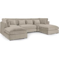 Bellingham Velvet U Shaped Corner Sofa In Beige