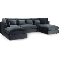 Bellingham Velvet U Shaped Corner Sofa In Slate