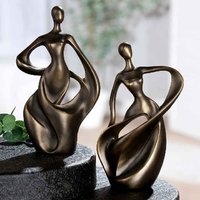 Carnation Synthetic Resin Dancing Woman Sculpture In Brown And Gold