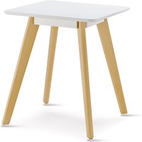Benecia Wooden Square Lamp Table With Oak Legs In White