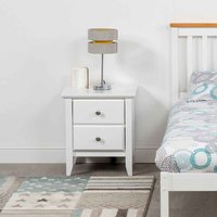 Benton Wooden Bedside Cabinet With 2 Drawers In White