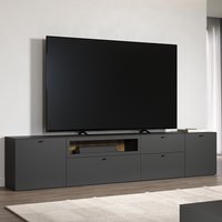 Benvia Wooden TV Stand with 3 Doors in Anthracite and Evoke Oak