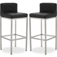 Baino Black PU Leather Bar Chairs With Chrome Legs In A Pair