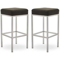 Baino Black Leather Bar Stools With Chrome Legs In A Pair