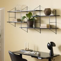 Berea Wall Hung Wooden Shelving Unit With Metal Frame In Black