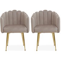 Beria Upholstered Mink Velvet Dining Chairs In A Pair