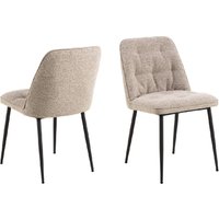 Bethel Beige Fabric Dining Chairs With Black Legs In Pair
