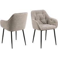 Bilbao Beige Fabric Dining Chairs With Armrest In Pair