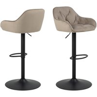 Bilbao Beige Velvet Bar Stools With Black Base In Pair