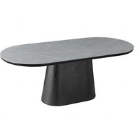 Bilbao Sintered Stone Oval Dining Table In Grey And Black
