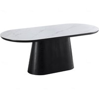 Bilbao Sintered Stone Oval Dining Table In White And Black