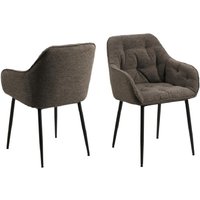 Bilbao Taupe Fabric Dining Chairs With Armrest In Pair