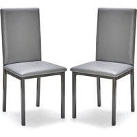 Billings Grey Faux Leather Dining Chairs In Pair