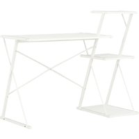 Biloxi Wooden Laptop Desk With 3 Shelves In White