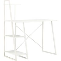 Biloxi Wooden Laptop Desk With Shelving Unit In White