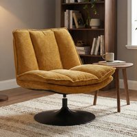 Birex Fabric Accent Chair with Metal Base in Ochre