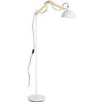 Blairon White Metal Floor Lamp With Adjustable Wooden Arm