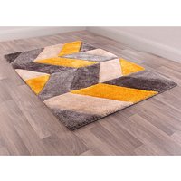 Blazon Polyester 80x150cm 3D Carved Rug In Ochre