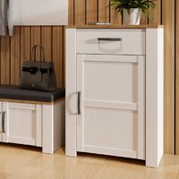 Bogota Wooden Shoe Cabinet With 1 Door 1 Drawer In White And Oak