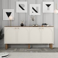 Bohem Wooden Sideboard with 4 Doors in Cream and Oak