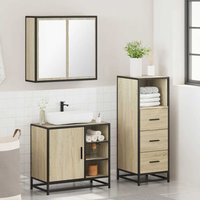 Bohemia Wooden 3 Piece Bathroom Furniture Set In Sonoma Oak