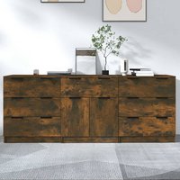 Bolivar Wooden Sideboard With 2 Doors 7 Drawers In Smoked Oak