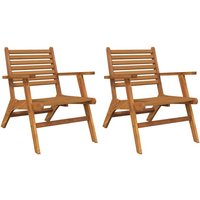Bologna Natural Solid Acacia Wood Garden Chairs In Pair