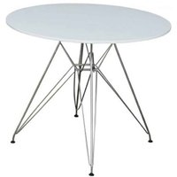 Boriel High Gloss Dining Table with Chrome Legs in White