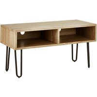 Boroh Wooden TV Stand With Black Metal Legs In Natural