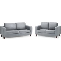 Boston Faux Leather 3+2 Seater Sofa Set In Grey