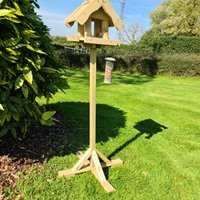 Boulder Wooden Garden Bird Table With Canopy In Natural