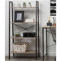 Bradken Grey Oak Wooden 4 Tier Shelving Unit With Black Frame