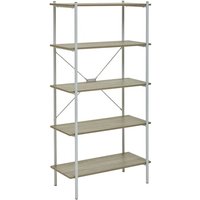 Bradken Natural Oak Wooden Shelving Unit With White Metal Frame