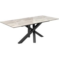 Brandon Small Ceramic Glass Extending Dining Table In Light Grey