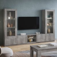 Breta Living Room Set With Display Cabinet In Grey Effect And LED
