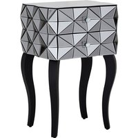 Brice Mirrored Glass Bedside Cabinet With 2 Drawers In Silver