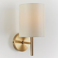 Brio Cream Fabric Wall Light In Antique Brass