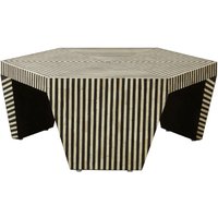 Bristol Wooden Striped Hexagon Coffee Table In Black And White
