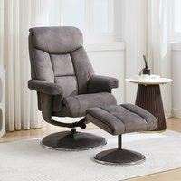 Brixton Fabric Swivel Recliner Chair with Footstool in Carbon Grey
