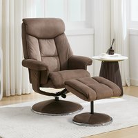 Brixton Fabric Swivel Recliner Chair with Footstool in Fawn