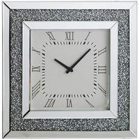 Brompton Modern Mirrored Glass Wall Clock With Crystals