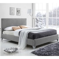 Brooklyn Fabric Upholstered Double Bed In Grey