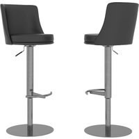 Brunswick Grey Faux Leather Bar Chairs In Pair