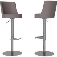 Brunswick Taupe Faux Leather Bar Chairs In Pair
