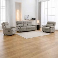 Budva Fabric Recliner 3+1+1 Seater Sofa Set - Light Grey