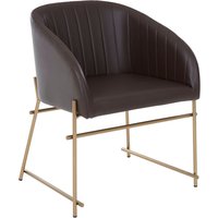 Bunda Faux Leather Dining Chair With Brass Frame In Brown