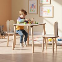 Bunny Wooden Kids Table with 2 Chairs in White and Oak