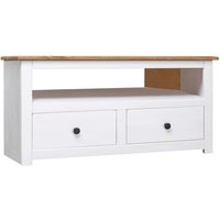 Bury Wooden TV Stand Corner With 2 Drawers In White And Brown